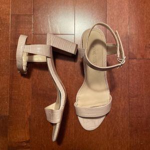 Nine West Open Toe Faux Leather Nude Heel